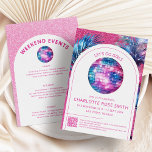 Hot roze glitter disco cowgirl vrijgezellenfeest kaart<br><div class="desc">Hot Pink Glitter Disco Cowgirl Bachelorette Party Uitnodiging Zadel omhoog voor een zinderend weekend in Las Vegas, Nevada, met onze Hot Pink Glitter Disco Cowgirl Bachelorette Party Uitnodiging! Deze uitnodiging is meer dan een ticket - het is een wilde rit. Kanaliseer je innerlijke disco diva en cowgirl spirit terwijl je...</div>