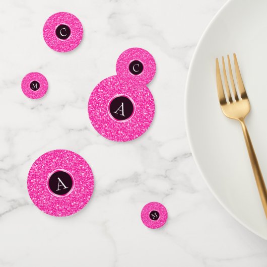 Hot roze glitter en cirkels confetti (Groep)