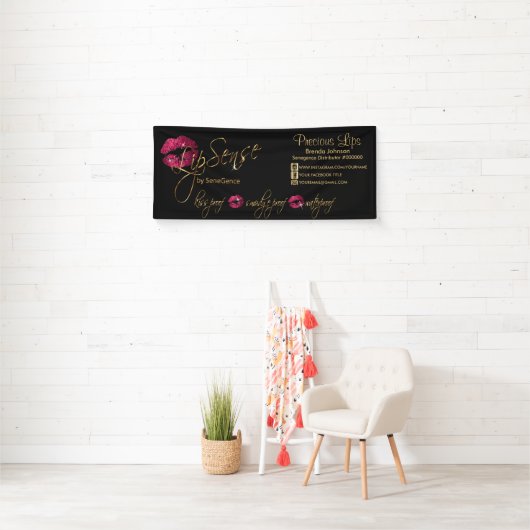 Hot-roze glitter en Gold Lips 2 Spandoek (Insitu)