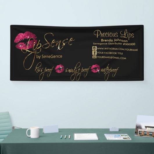 Hot-roze glitter en Gold Lips 2 Spandoek (Beurs)