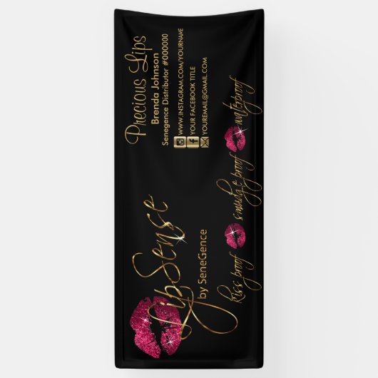 Hot-roze glitter en Gold Lips 2 Spandoek (Verticaal)