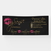 Hot-roze glitter en Gold Lips 2 Spandoek (Horizontaal)