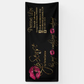 Hot-roze glitter en Gold Lips Spandoek (Verticaal)