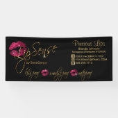 Hot-roze glitter en Gold Lips Spandoek (Horizontaal)