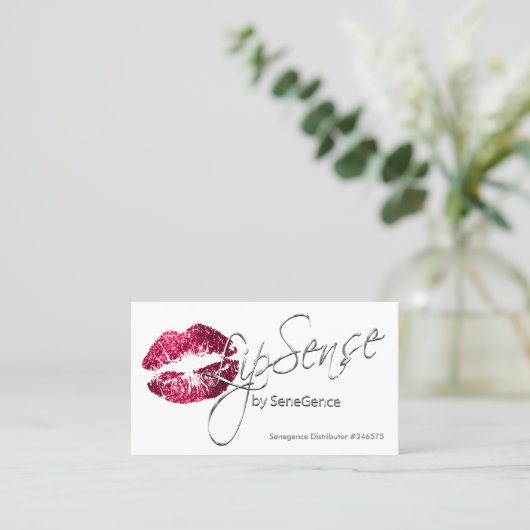 Hot-roze glitter en zilver - wit visitekaartje (Staand voorkant)