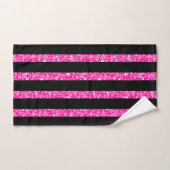 Hot roze glitter en zwarte strepen bad handdoek (Handdoek)