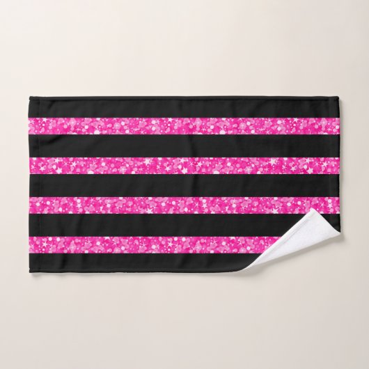 Hot roze glitter en zwarte strepen bad handdoek (Handdoek)