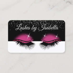 Hot-roze glitter - Eyelashes Visitekaartje