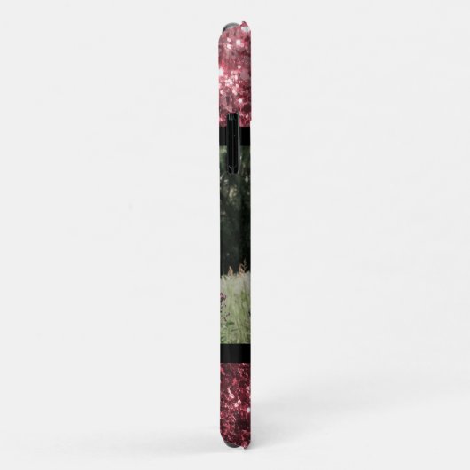 Hot-roze glitter & foto met naam Case-Mate iPhone case (Achterkant/rechts)