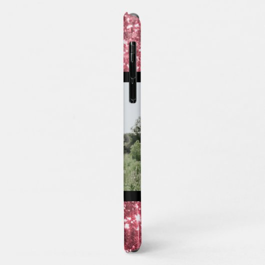 Hot-roze glitter & foto met naam Case-Mate iPhone case (Achterkant/links)