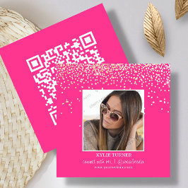 Hot roze glitter | Foto sociale media | QR-code Vierkante Visitekaartje