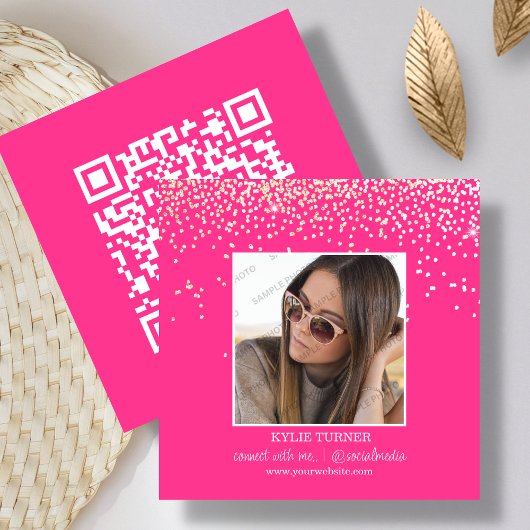 Hot roze glitter | Foto sociale media | QR-code Vierkante Visitekaartje