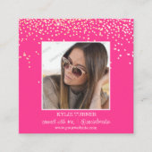 Hot roze glitter | Foto sociale media | QR-code Vierkante Visitekaartje (Voorkant)