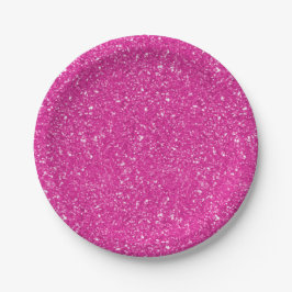 Hot-roze glitter, gedrukt patroon papieren bordje