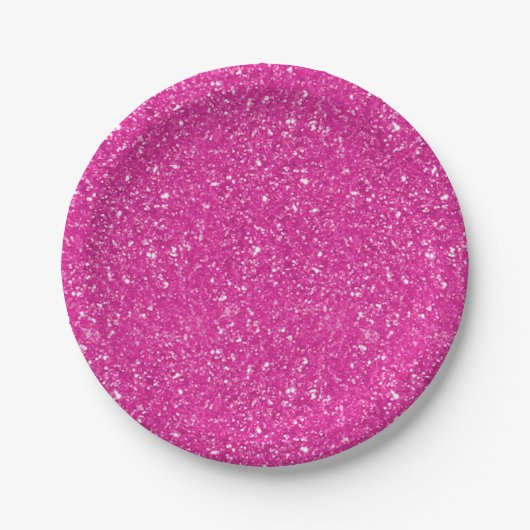 Hot-roze glitter, gedrukt patroon papieren bordje (Voorkant)