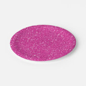 Hot-roze glitter, gedrukt patroon papieren bordje (Gekanteld)