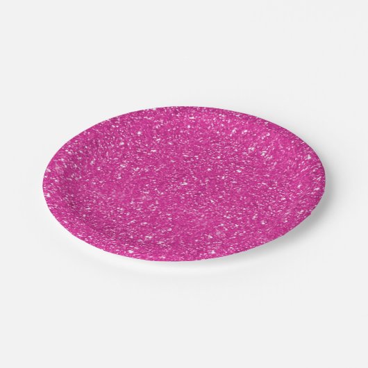 Hot-roze glitter, gedrukt patroon papieren bordje (Gekanteld)