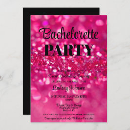 Hot roze glitter glam vrijgezellenfeest kaart