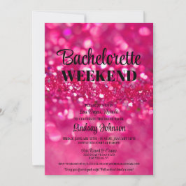 Hot roze glitter glam vrijgezellenfeest weekend kaart