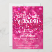 Hot roze glitter glam vrijgezellenfeest weekend kaart (Voorkant)