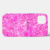Hot Roze Glitter Glans Elegante Persoonlijke Case-Mate iPhone Case (Achterkant (horizontaal))