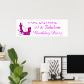Hot-roze glitter High Heels White Birthday Banner Poster (Thuiskantoor)