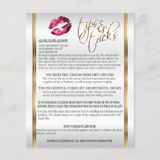 Hot-roze Glitter Lip instructies Flyer (Achterkant)