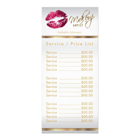 Hot-roze glitter Lip-service, product-/prijslijst Reclamekaart (Voorkant)