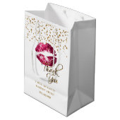 Hot roze glitter lippenstift op wit - dank u medium cadeauzakje (Achterkant Gekanteld)