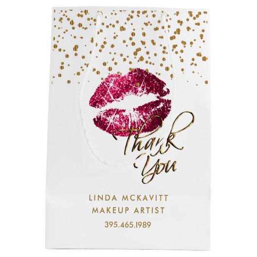 Hot roze glitter lippenstift op wit - dank u medium cadeauzakje (Achterkant)