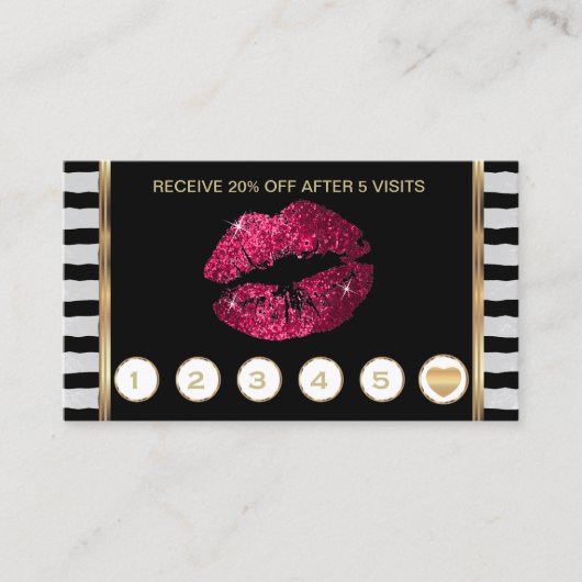 Hot-roze glitter Lips Loyalty met stripes (Voorkant)