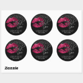 Hot roze glitter lipstick zilver dank u ronde sticker (Vel)
