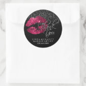 Hot roze glitter lipstick zilver dank u ronde sticker (Tas)