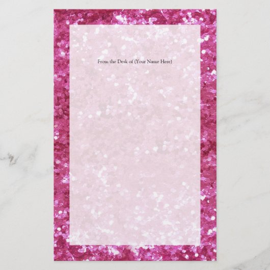 Hot-roze glitter look briefpapier (Voorkant)