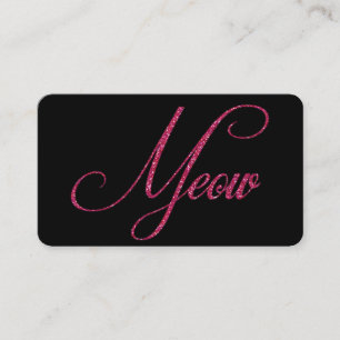 Hot-roze glitter look Meow Cat Visitekaartjes