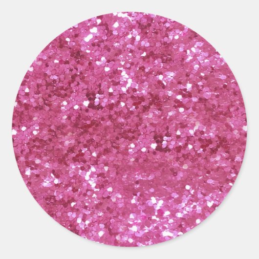 Hot-roze glitter-look ronde sticker (Voorkant)