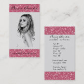 Hot-roze Glitter Model Actress-Visitekaartjes Visitekaartje (Voorkant / Achterkant)