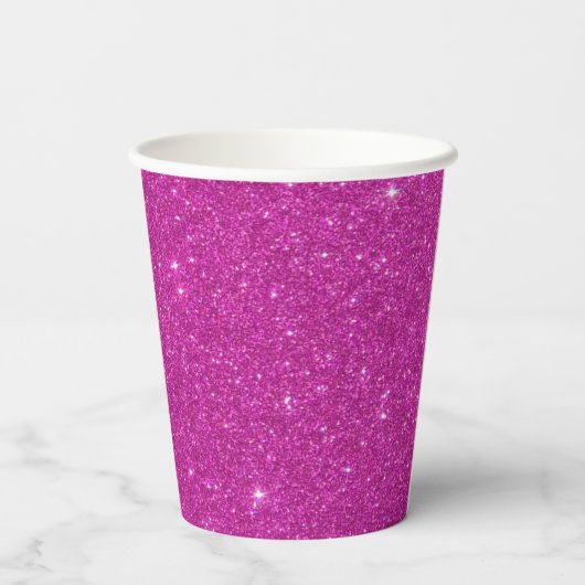 Hot-roze glitter papieren bekers (Achterkant)
