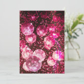Hot roze glitter retro disco bal repetitie diner kaart (Staand voorkant)