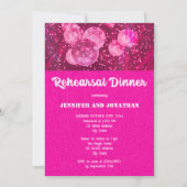 Hot roze glitter retro disco bal repetitie diner kaart (Achterkant)