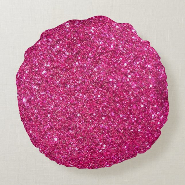 Hot-roze glitter Round-Sierkussen Rond Kussen (Achterkant)