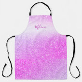 Hot-roze glitter Sparkle Glam Aangepast Schort (Voorkant)