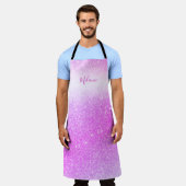 Hot-roze glitter Sparkle Glam Aangepast Schort (Gedragen)