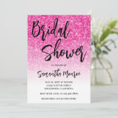 Hot-roze Glitter White Gradient Vrijgezellenfeest Kaart (Staand voorkant)