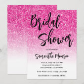 Hot-roze Glitter White Gradient Vrijgezellenfeest Kaart (Voorkant / Achterkant)