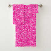 Hot roze glitter witte vonken bad handdoek (Insitu)