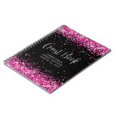 Hot roze glitter zwart zoet 16 gast notitieboek (Linkerzijde)