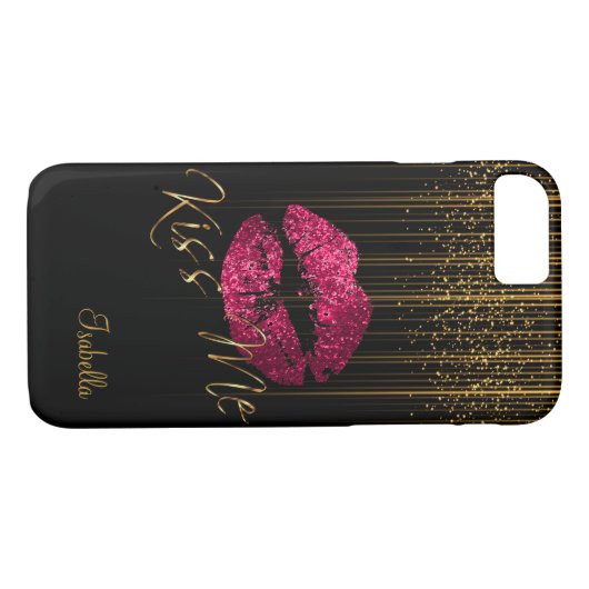 Hot-roze glitterlampen en Gold Glitter Star-lampje Case-Mate iPhone Case (Achterkant (Horizontaal))