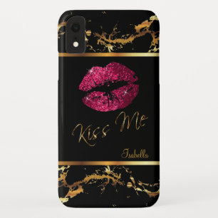Hot-roze glitterliften en goudmarmer Case-Mate iPhone case