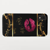 Hot-roze glitterliften en goudmarmer Case-Mate iPhone case (Achterkant (horizontaal))